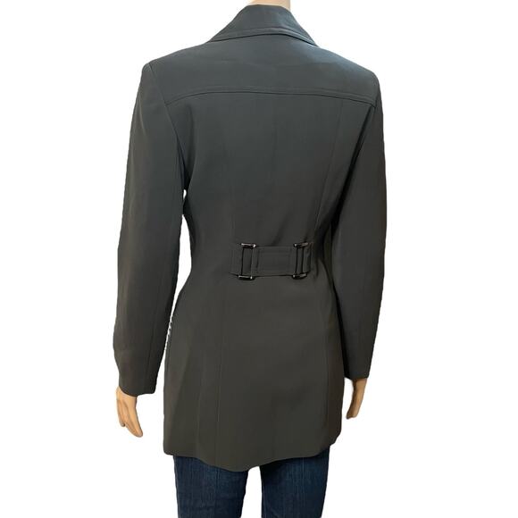 Y2K Bebe Double Breasted Pea Coat Jacket Size 2 Gray Classic Minimalist Preppy - Picture 4 of 11